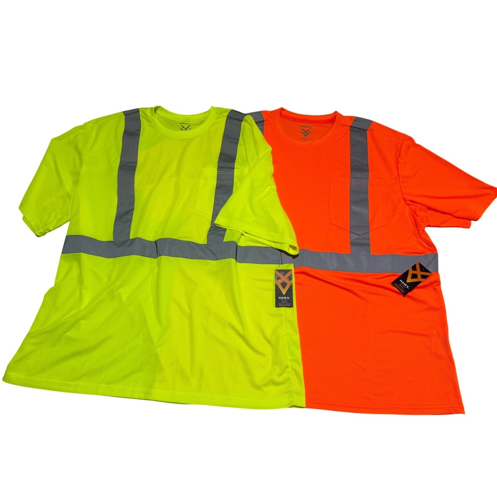 Hawx Work Gear Mens 2PK ANSI Class 2 Safety T-Shirt XXL Construction Reflective
